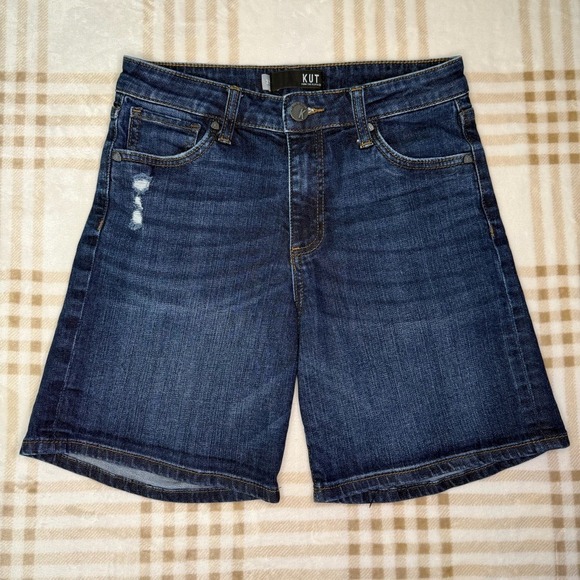 Kut from the Kloth Pants - KUT from the Kloth Womens Dark Wash Distressed Denim Shorts Size 2